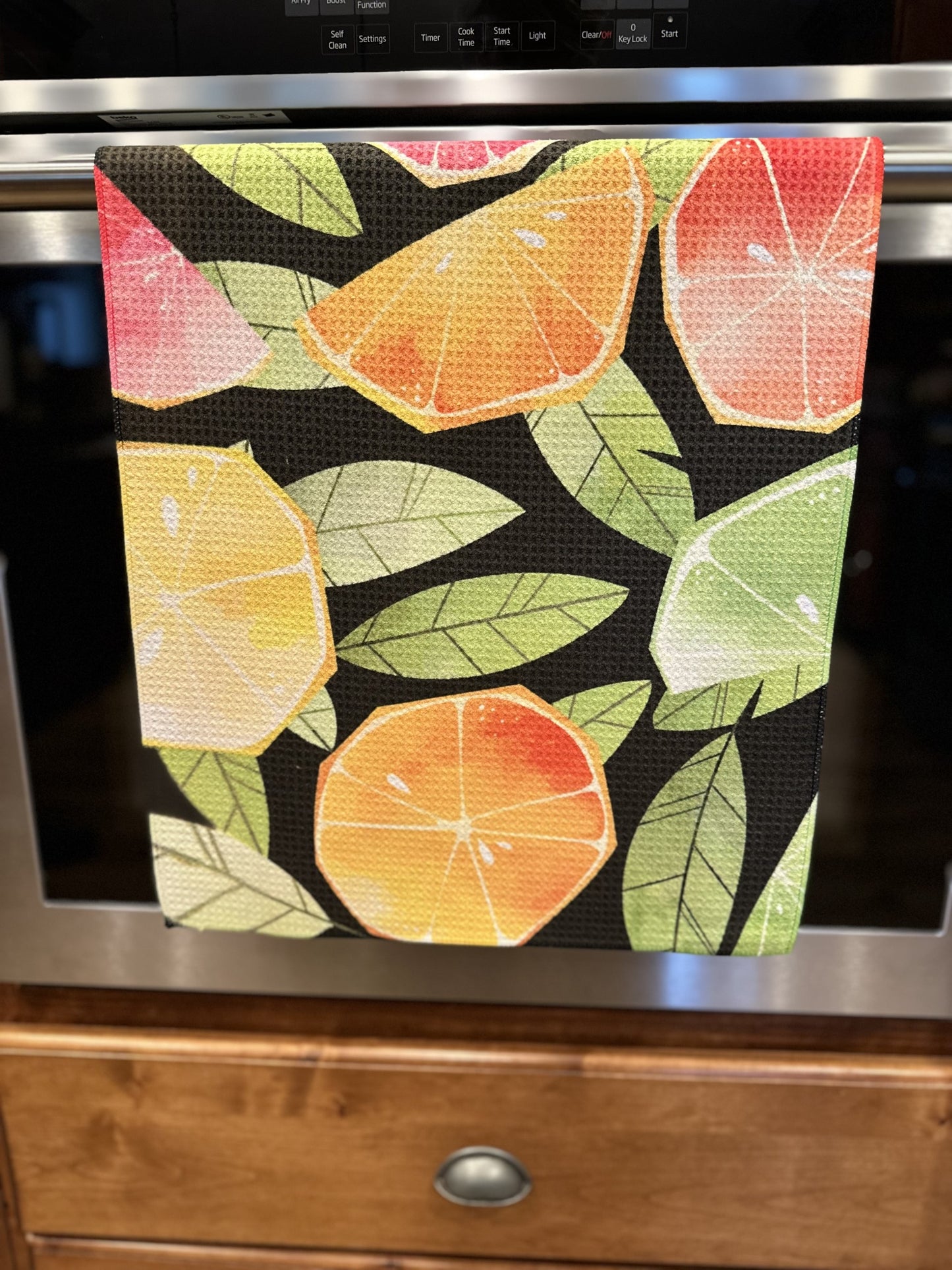 Citrus waffle kitchen towel