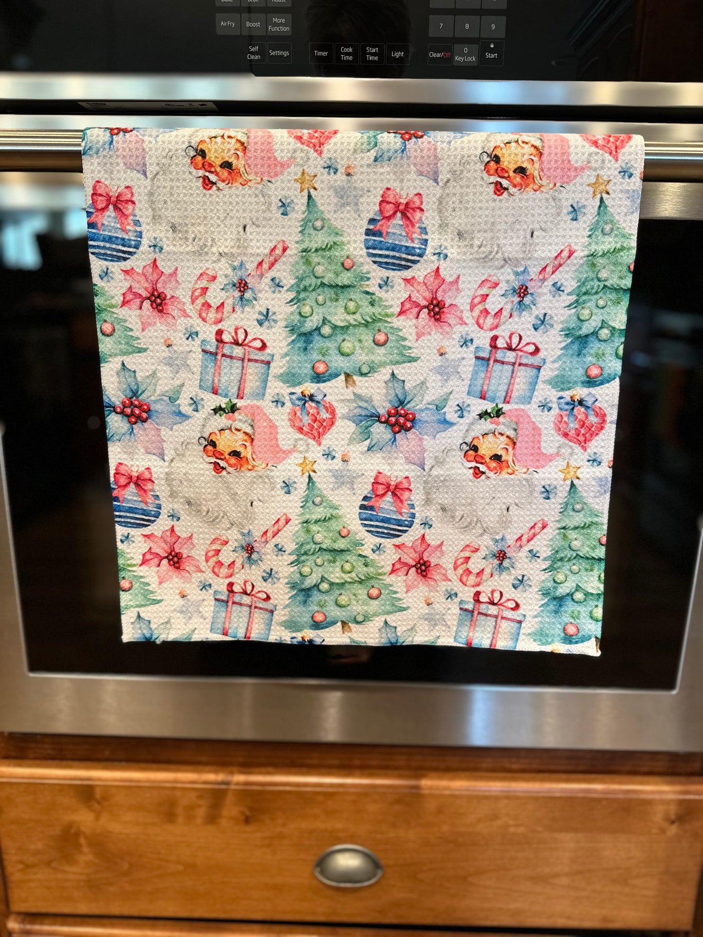 Vintage Santa Waffle Kitchen Towel