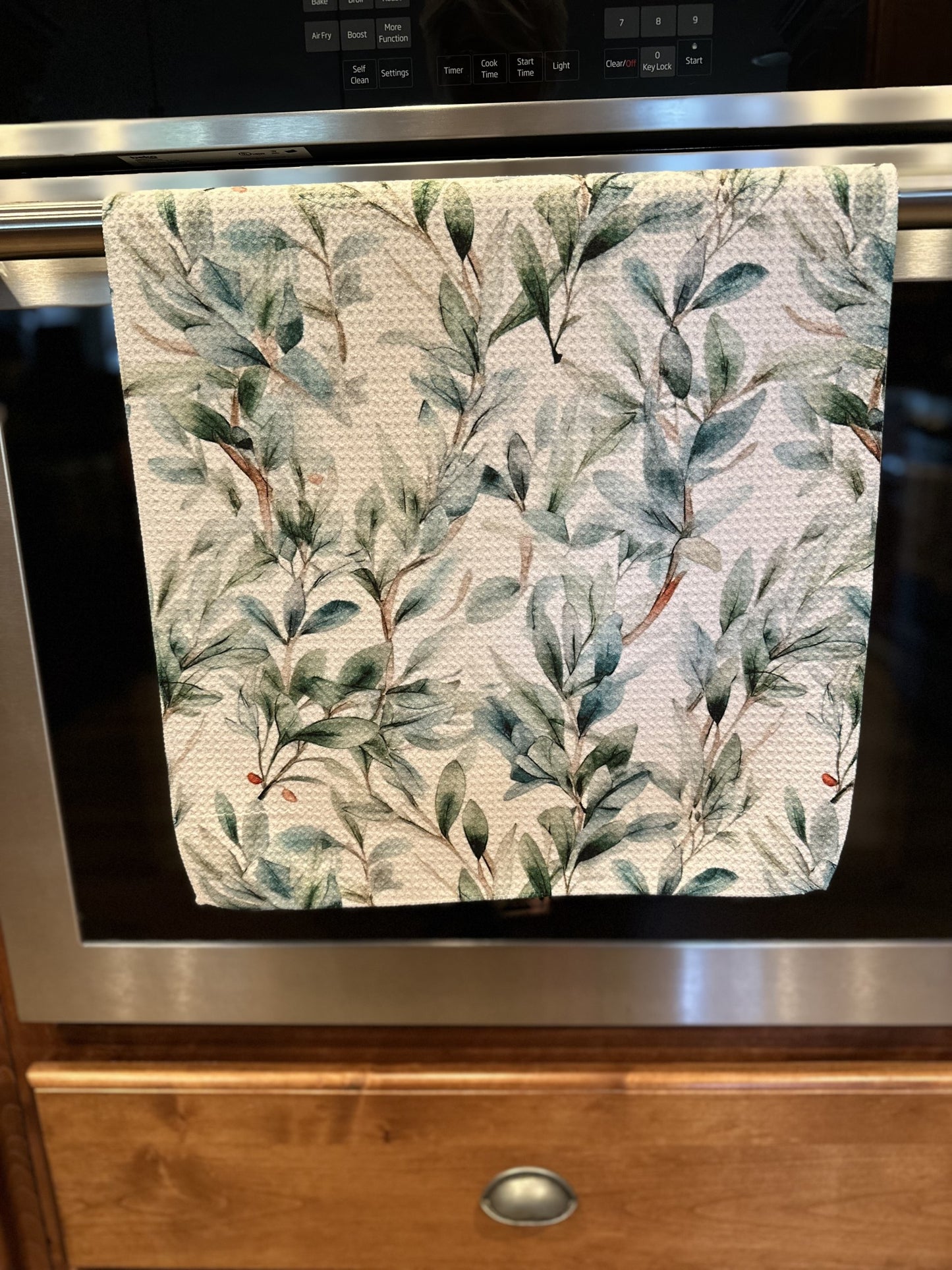 Greenery Waffle kitchen towel