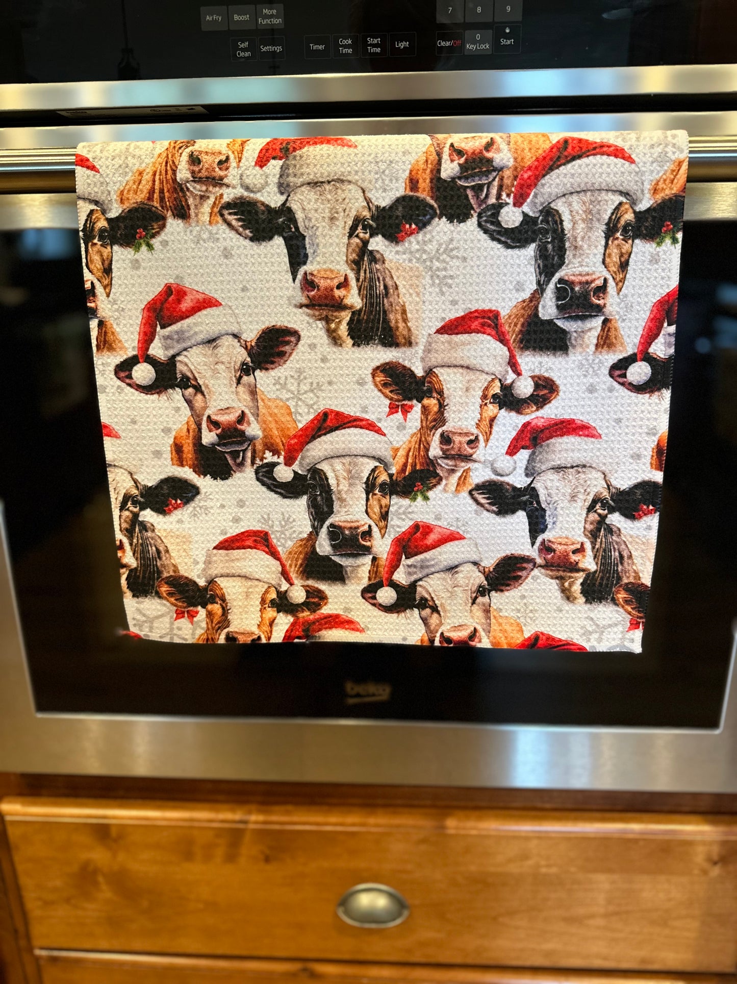 Cow Christmas Waffle Kitchen Towel