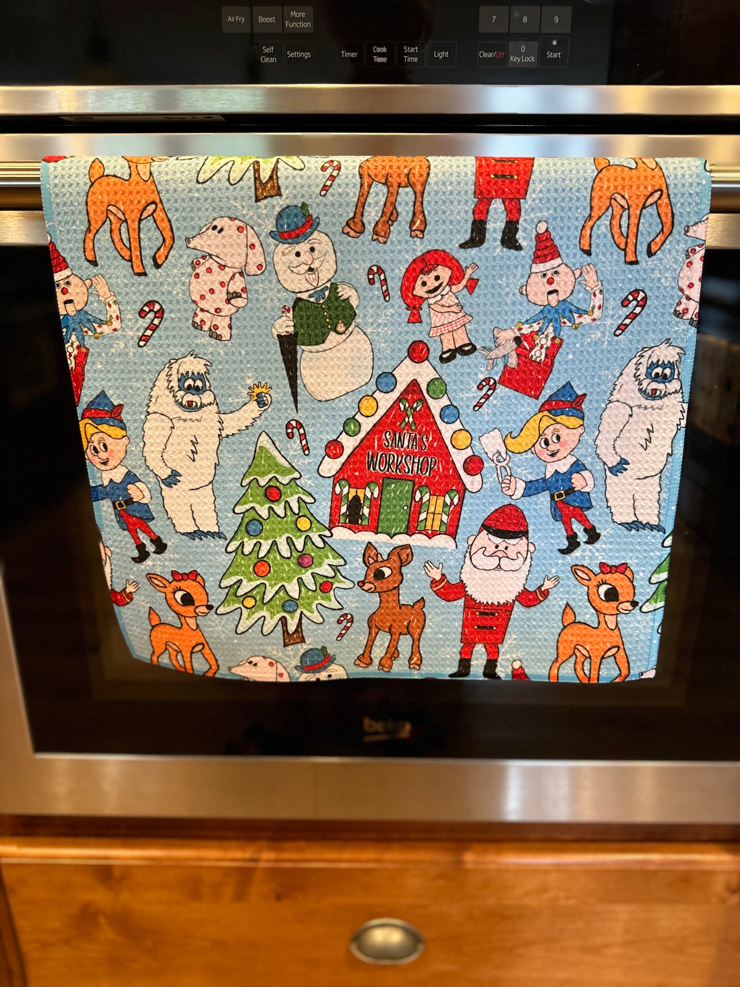 Reindeer Marker Waffle Kitchen Towel