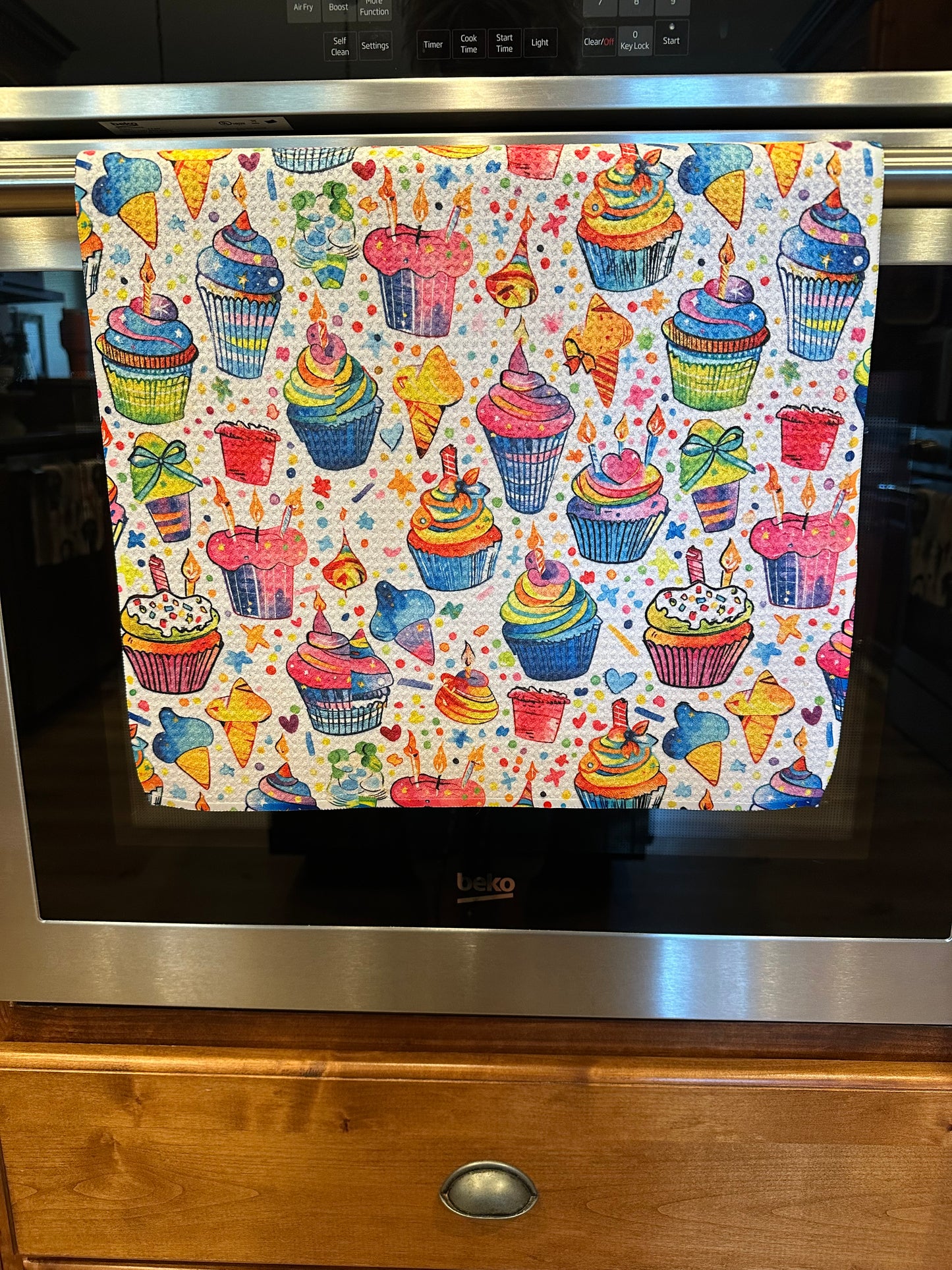 Birthday Cupcakes Waffle Kitchen Towel