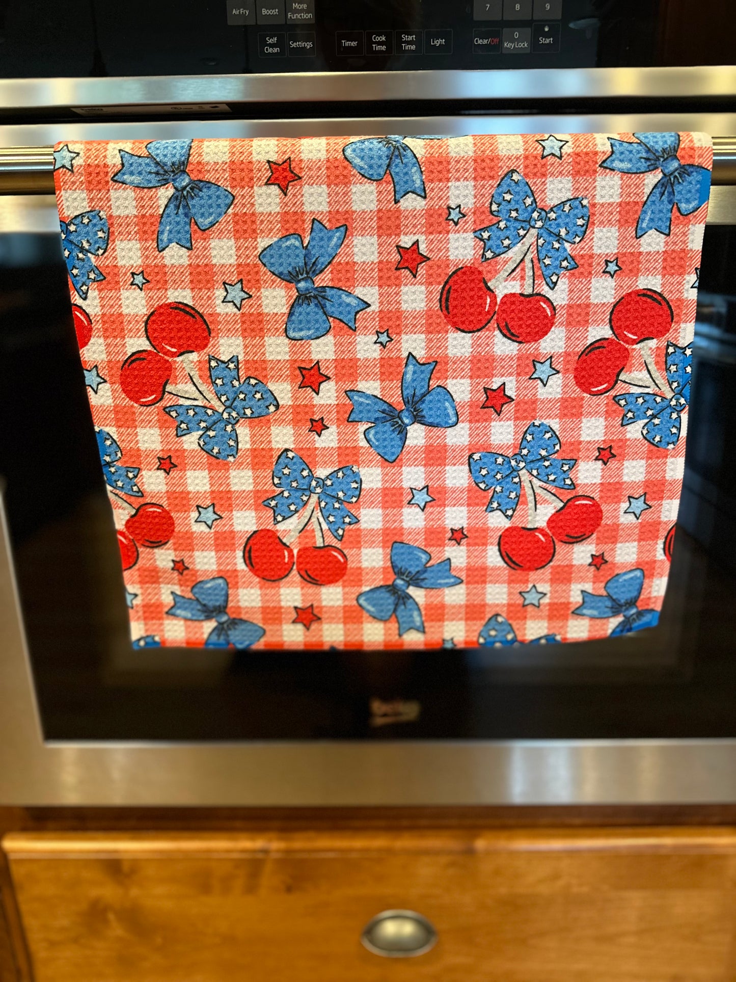 Cherries & Bows Waffle Kitchen Towel