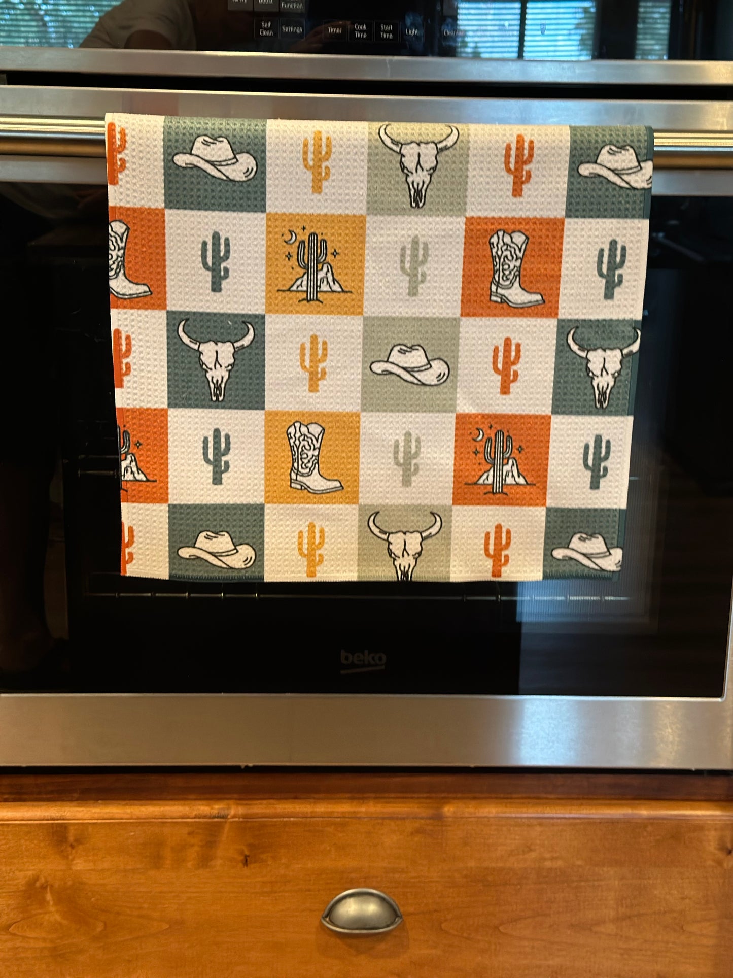 Western Checked Waffle Kitchen Towel