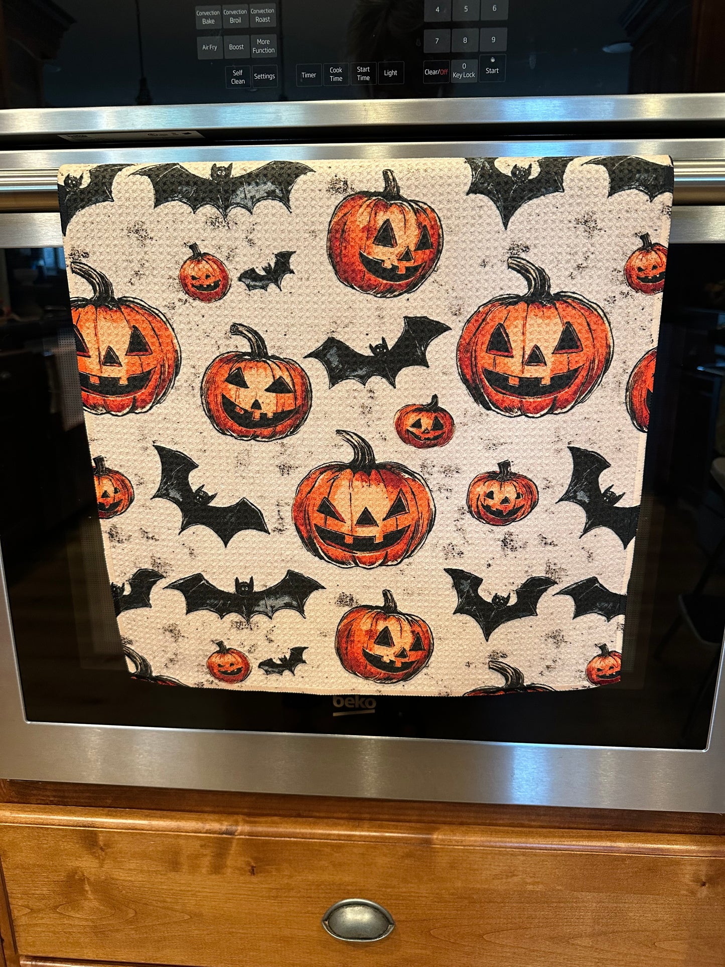 Bats & Jack-O-Lanterns Waffle Kitchen Towel