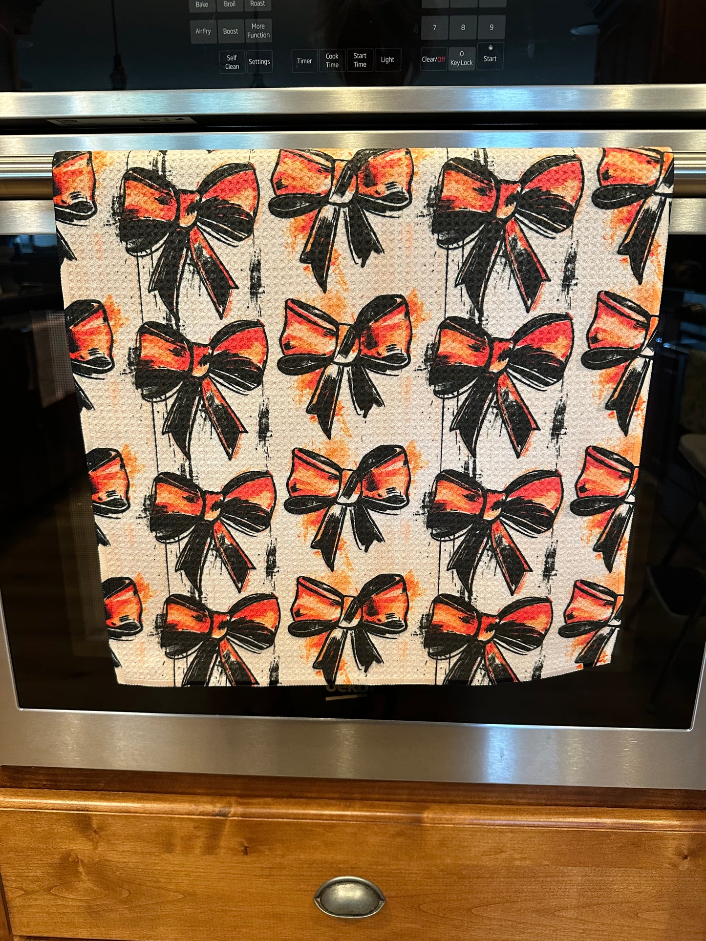 Fall Bows Waffle Kitchen Towel