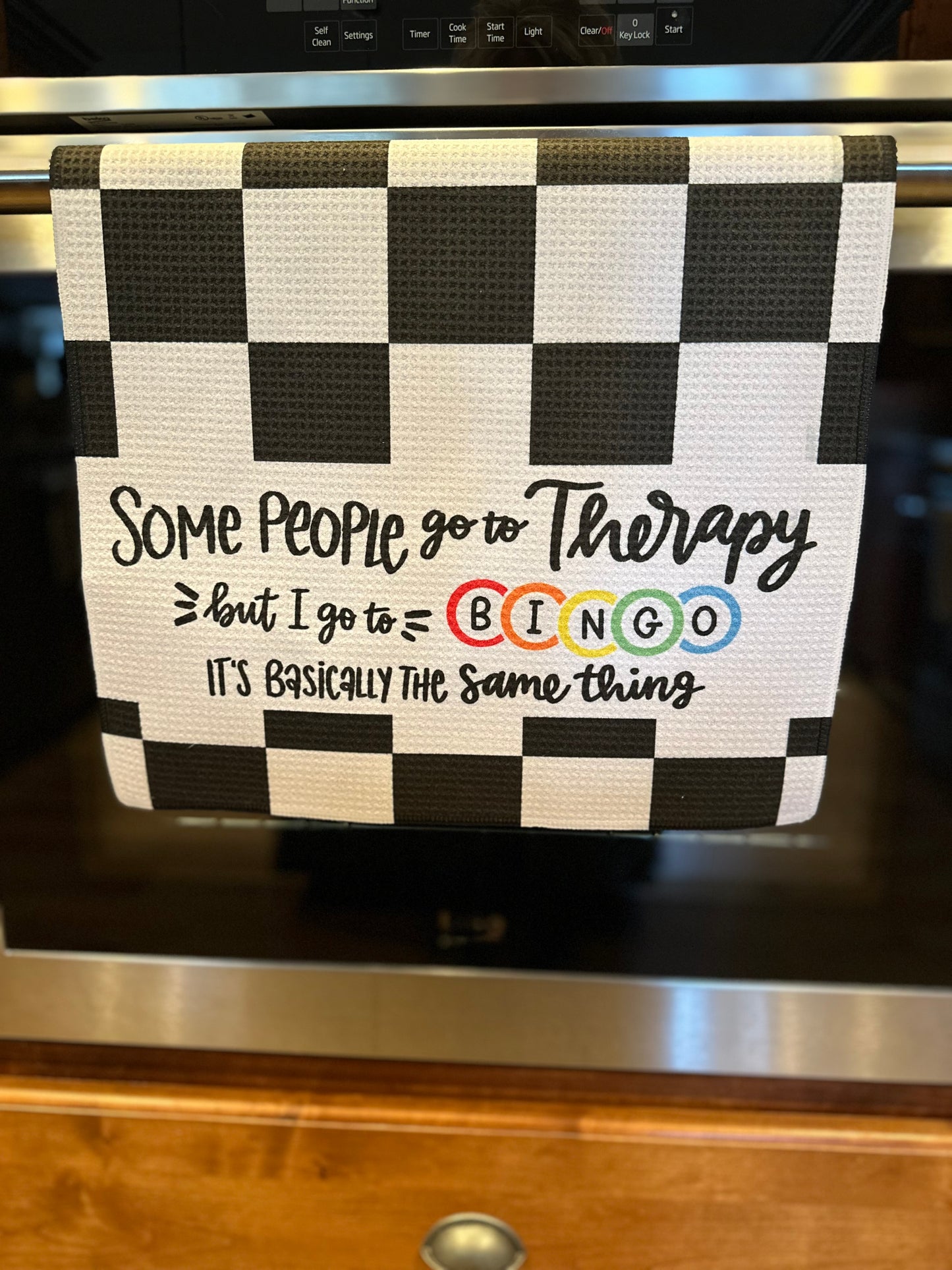 Some people go to therapy waffle kitchen towel