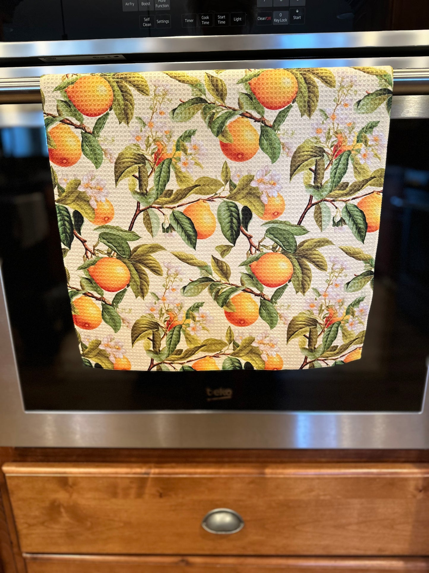 Citrus floral waffle kitchen towel