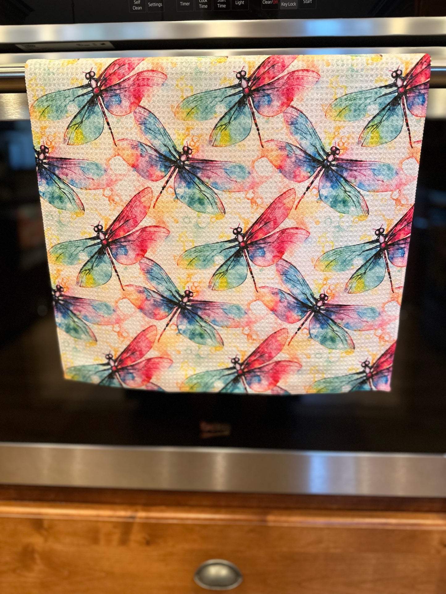 Dragon fly waffle kitchen towel