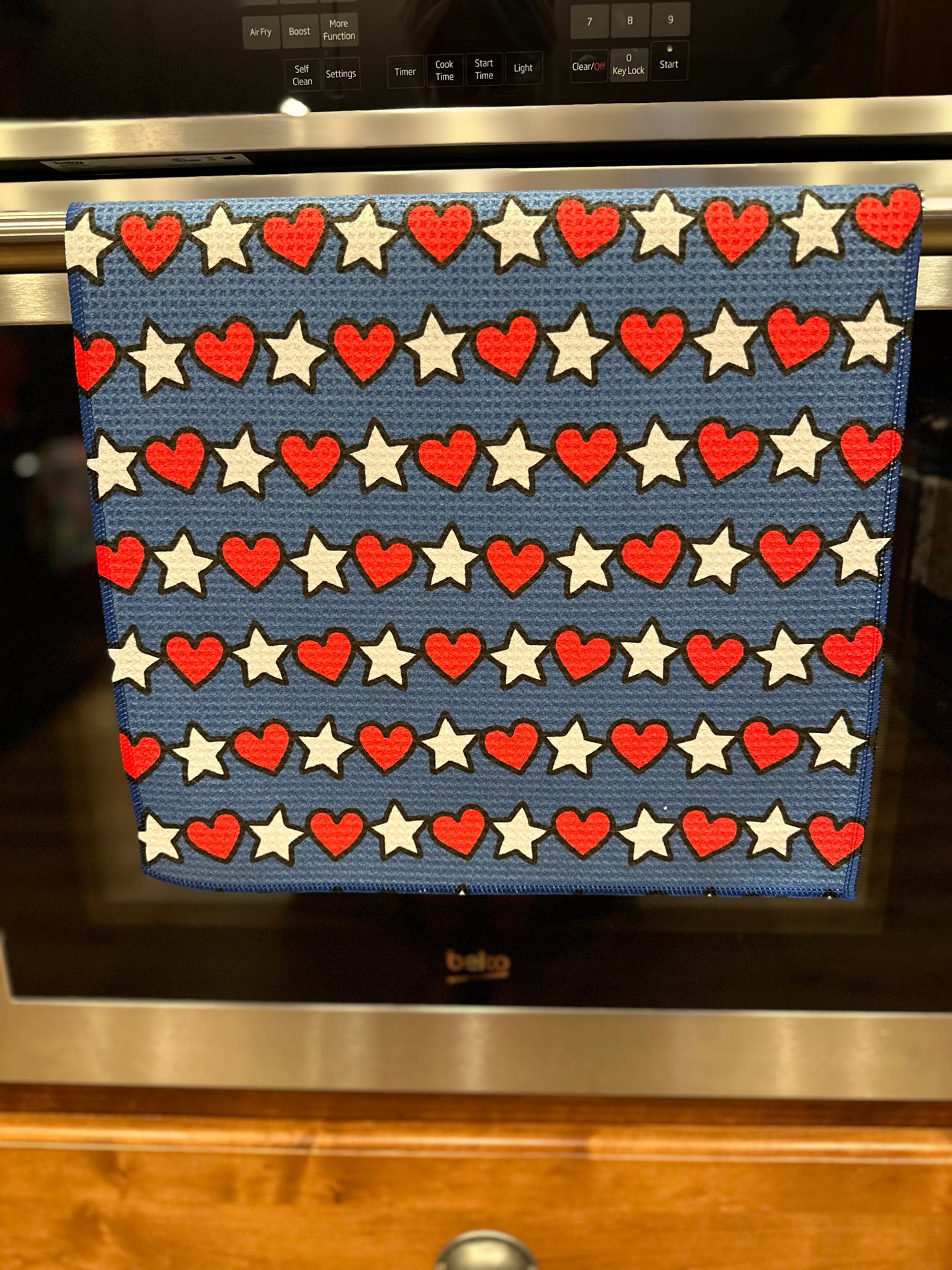 Line of hearts & stars Waffle Kitchen Towel