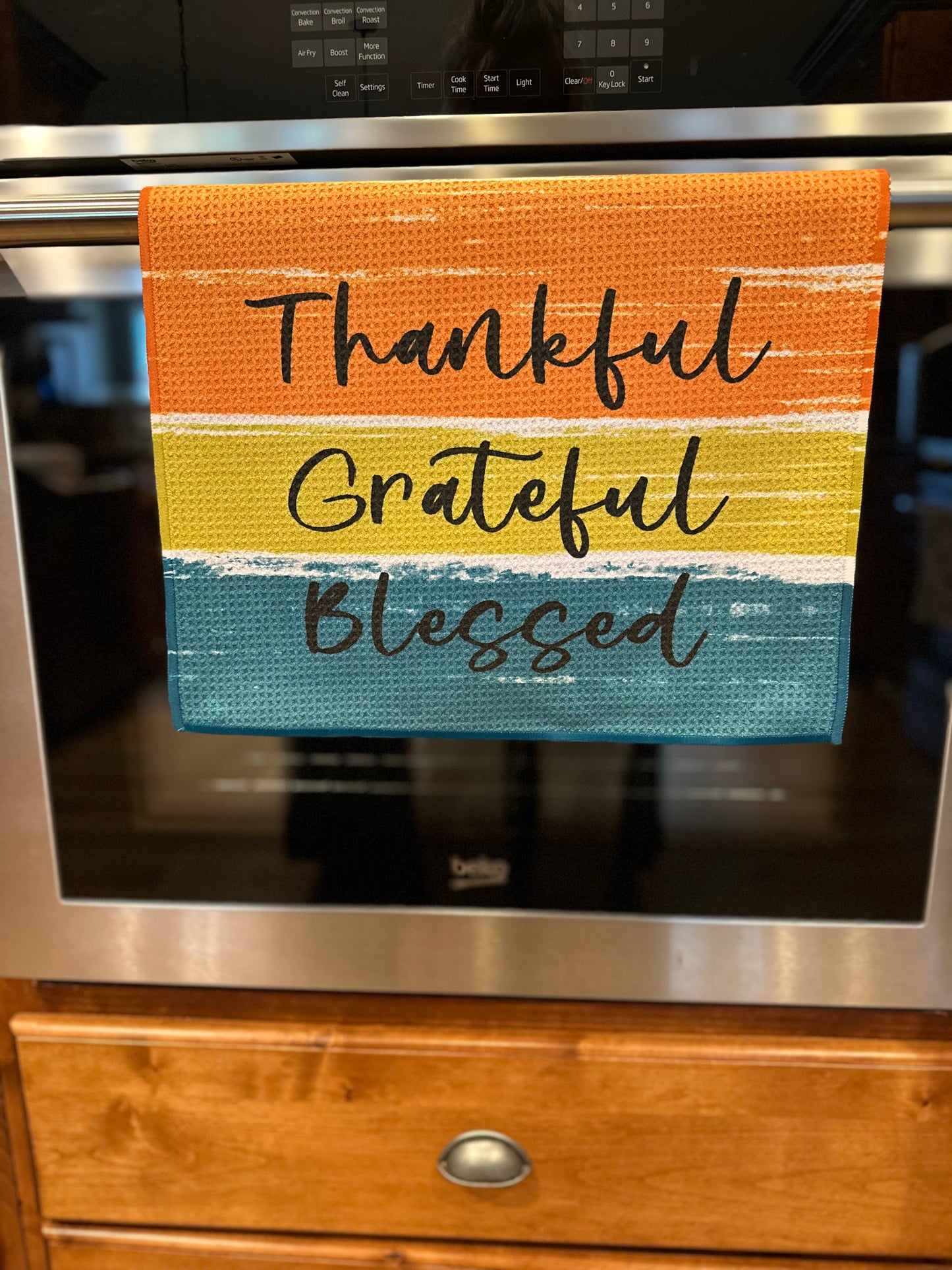 Thankful, Greatful, Blessed Waffle Kitchen Towel
