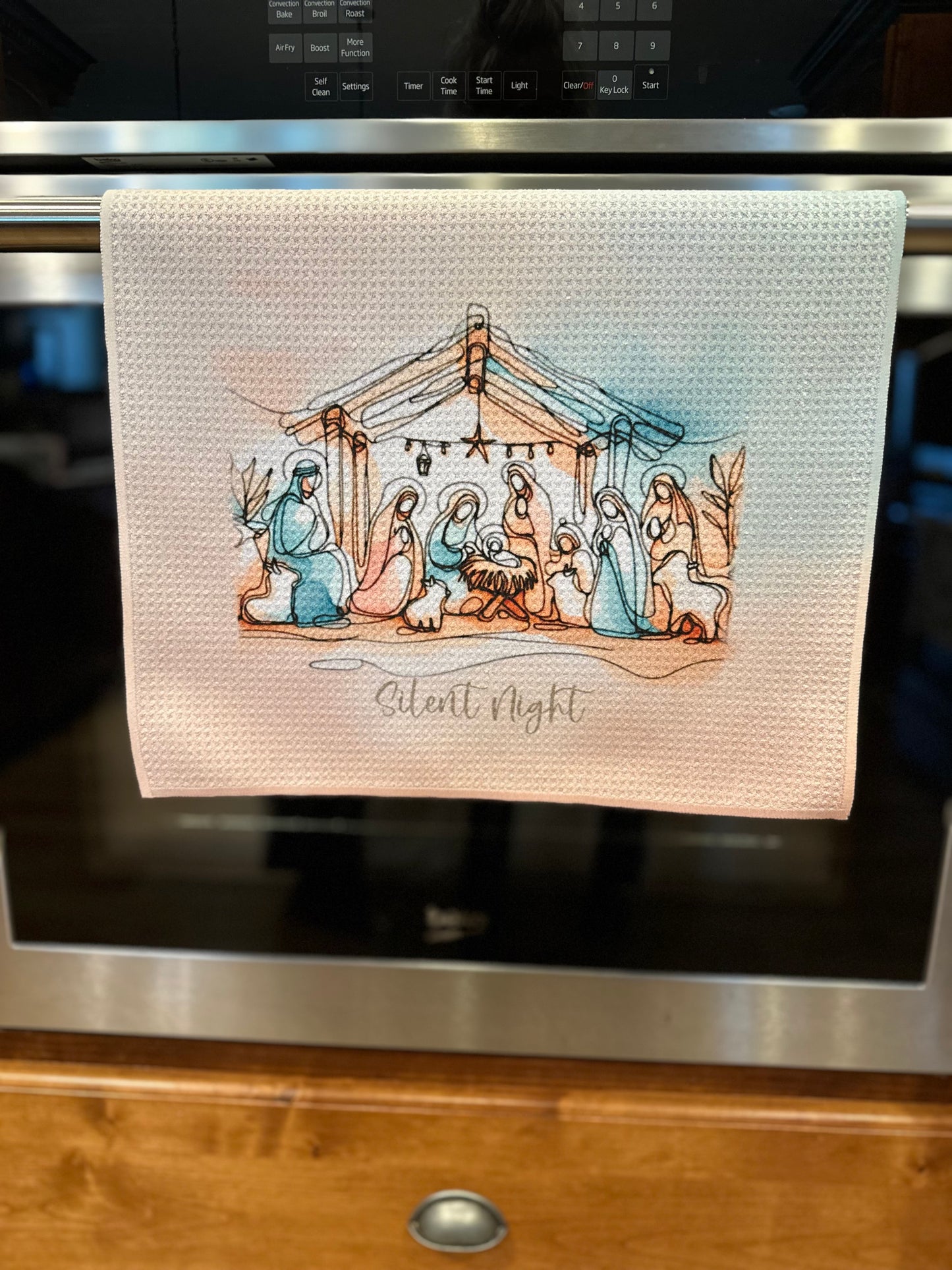 Silent Night Waffle Kitchen Towel