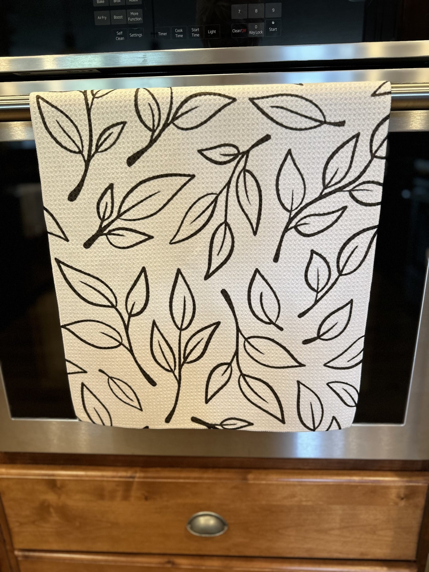 Modern Leaves Waffle kitchen towel