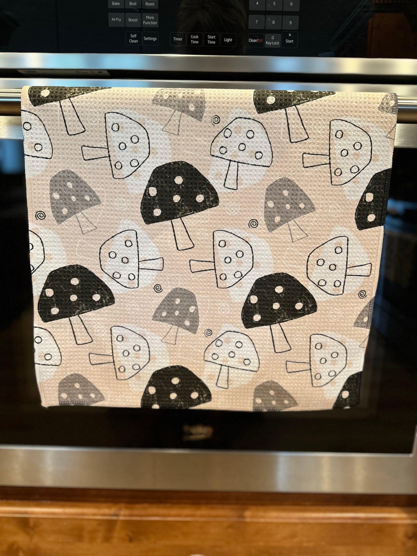 Neutral Mushrooms Waffle Kitchen Towel