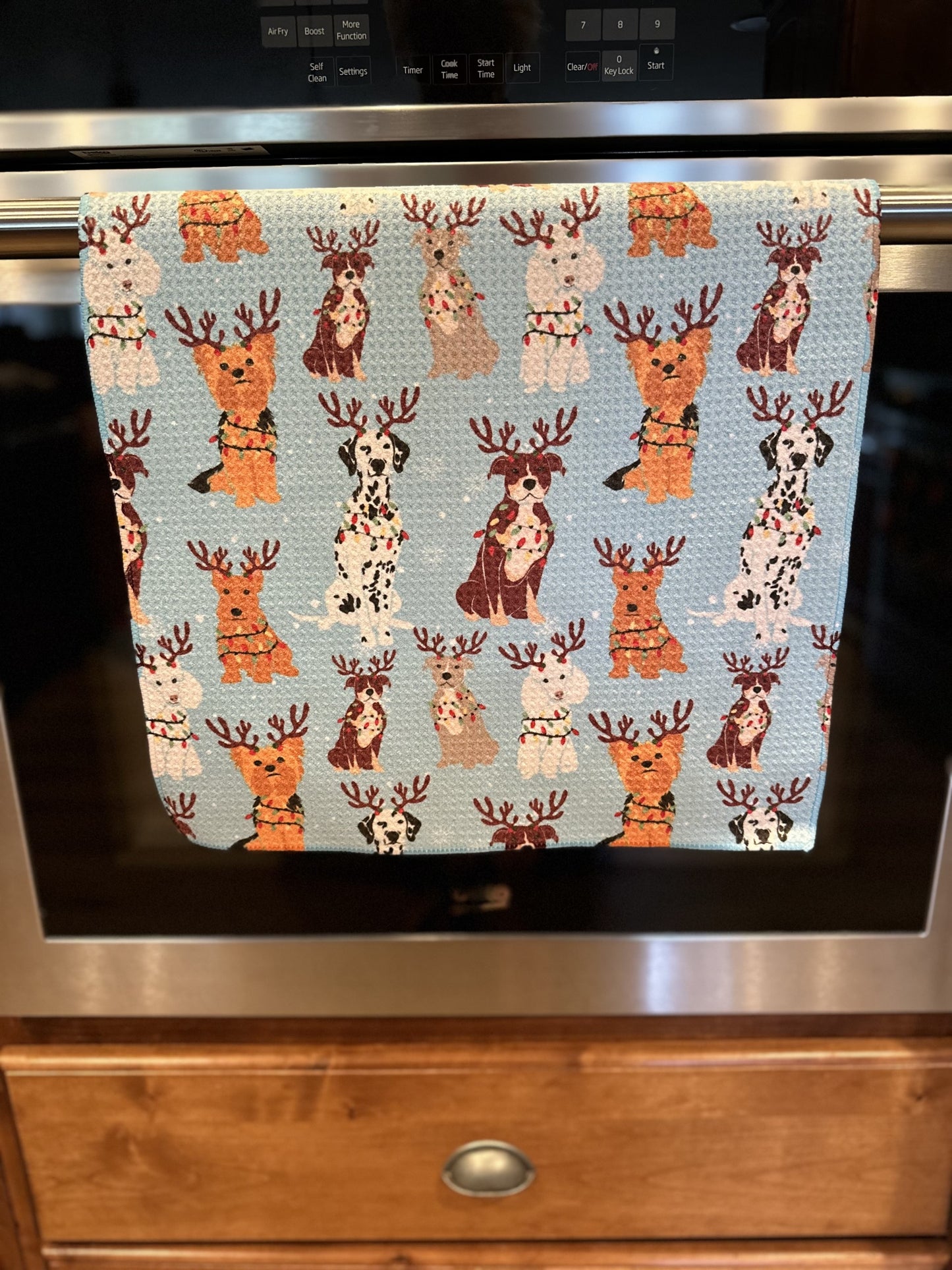 Reindeer Puppy Waffle kitchen towel