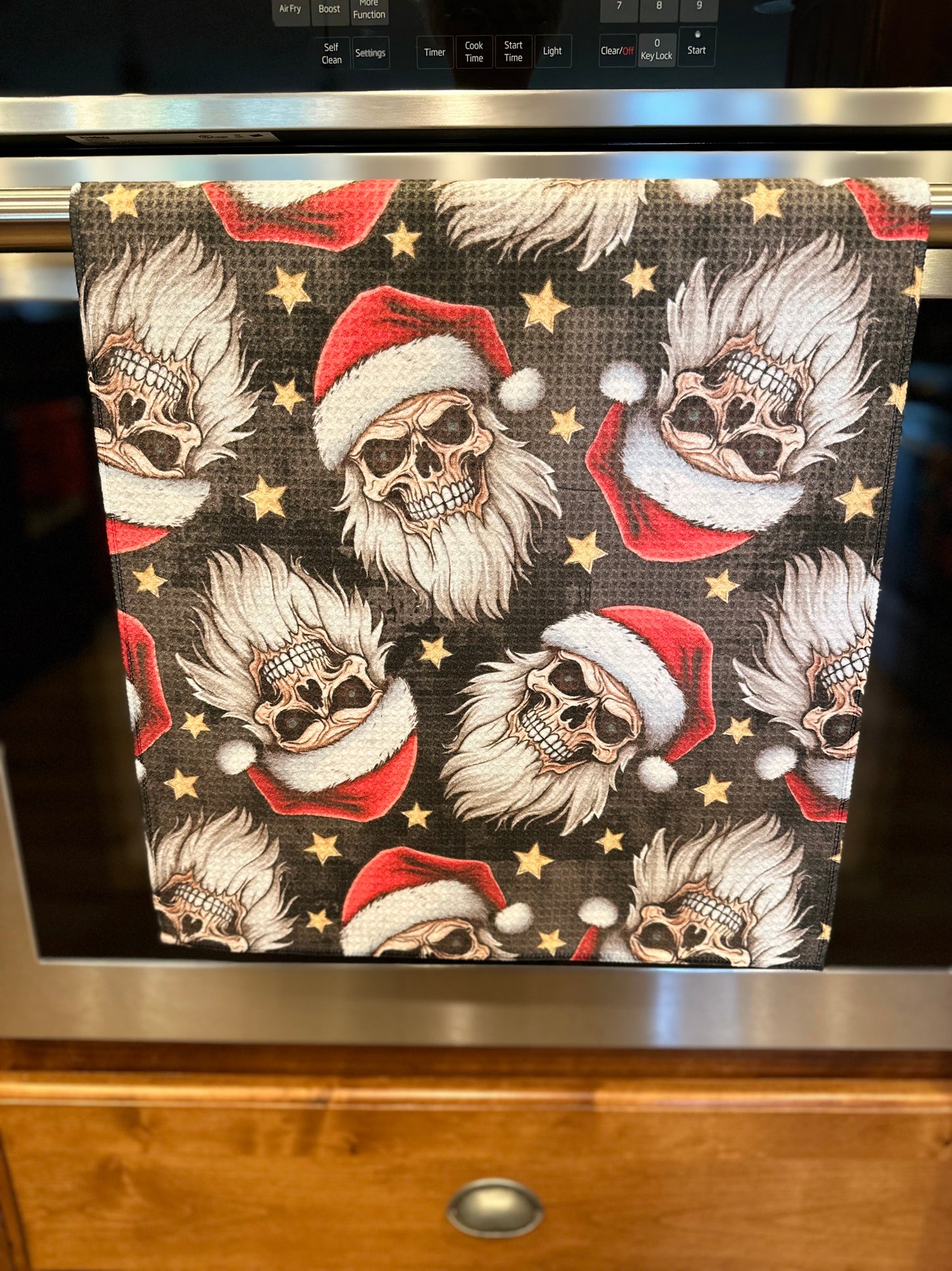 Skeleton Santa Waffle Kitchen Towel