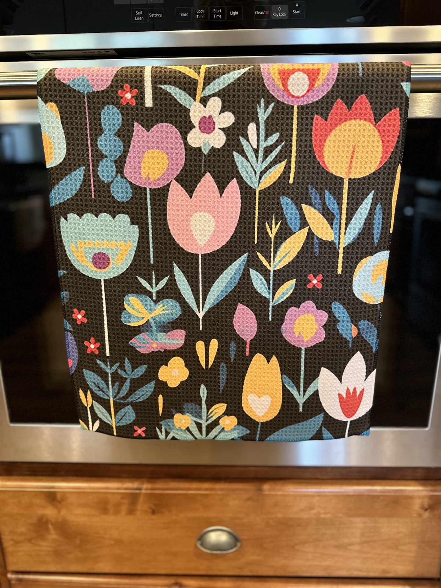 Tulips Waffle kitchen towel