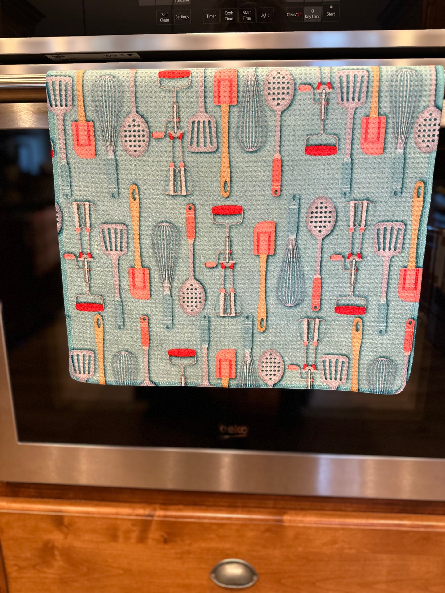 Vintage Utensils Waffle kitchen towel