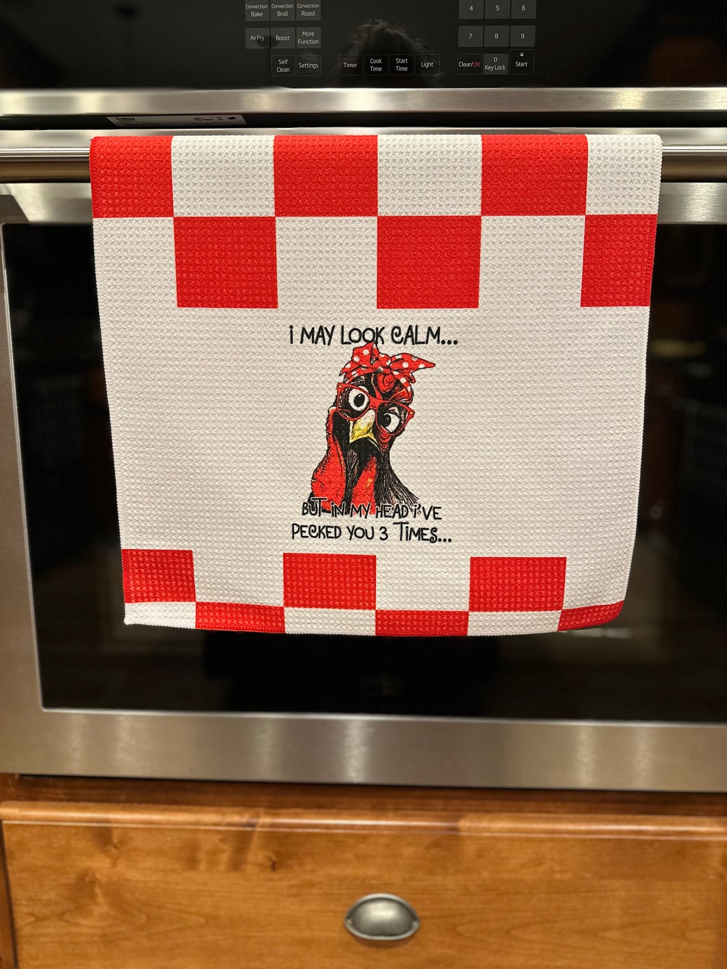 I may look calm Waffle kitchen towel