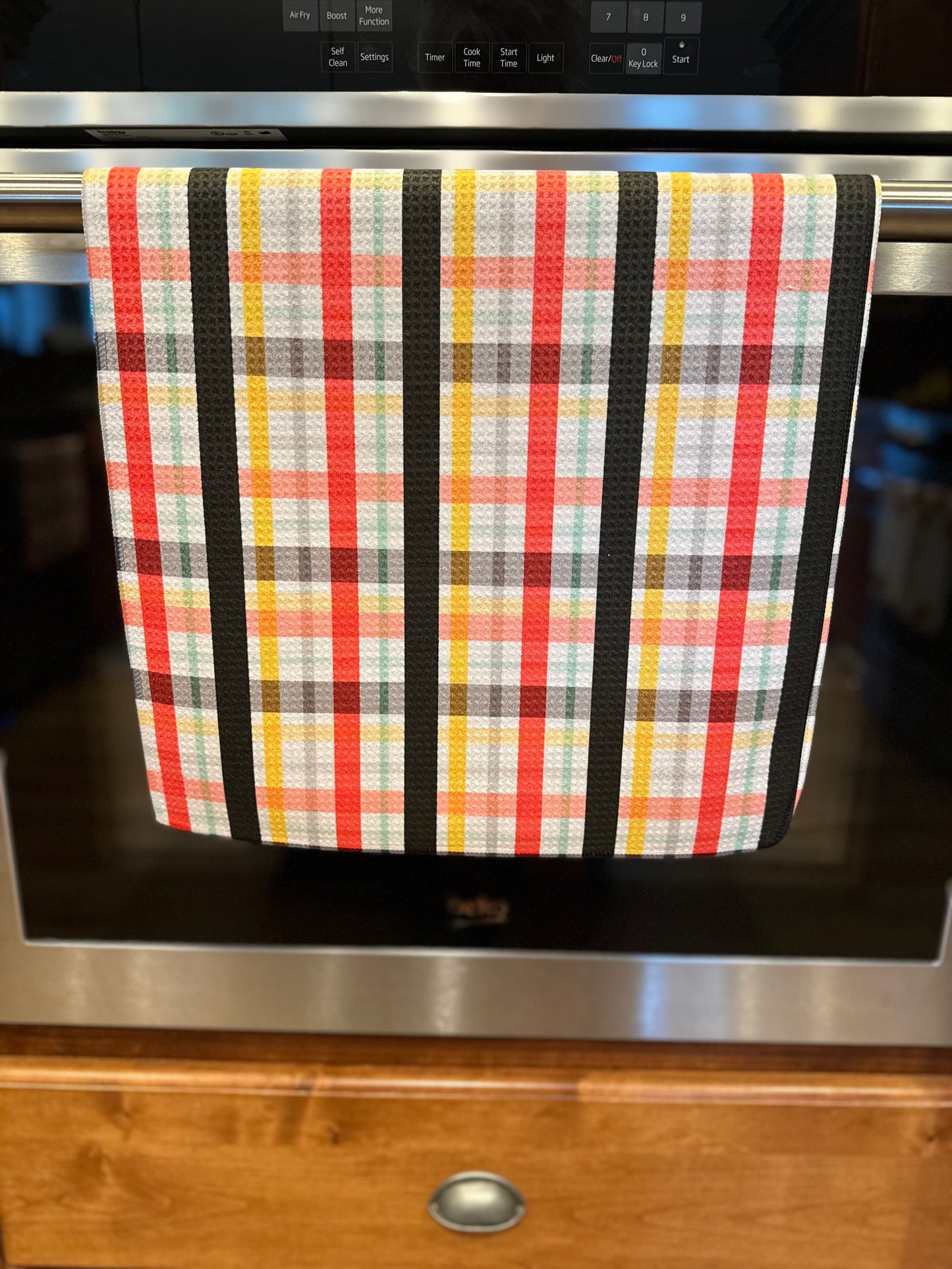 Camping plaid Waffle kitchen towel
