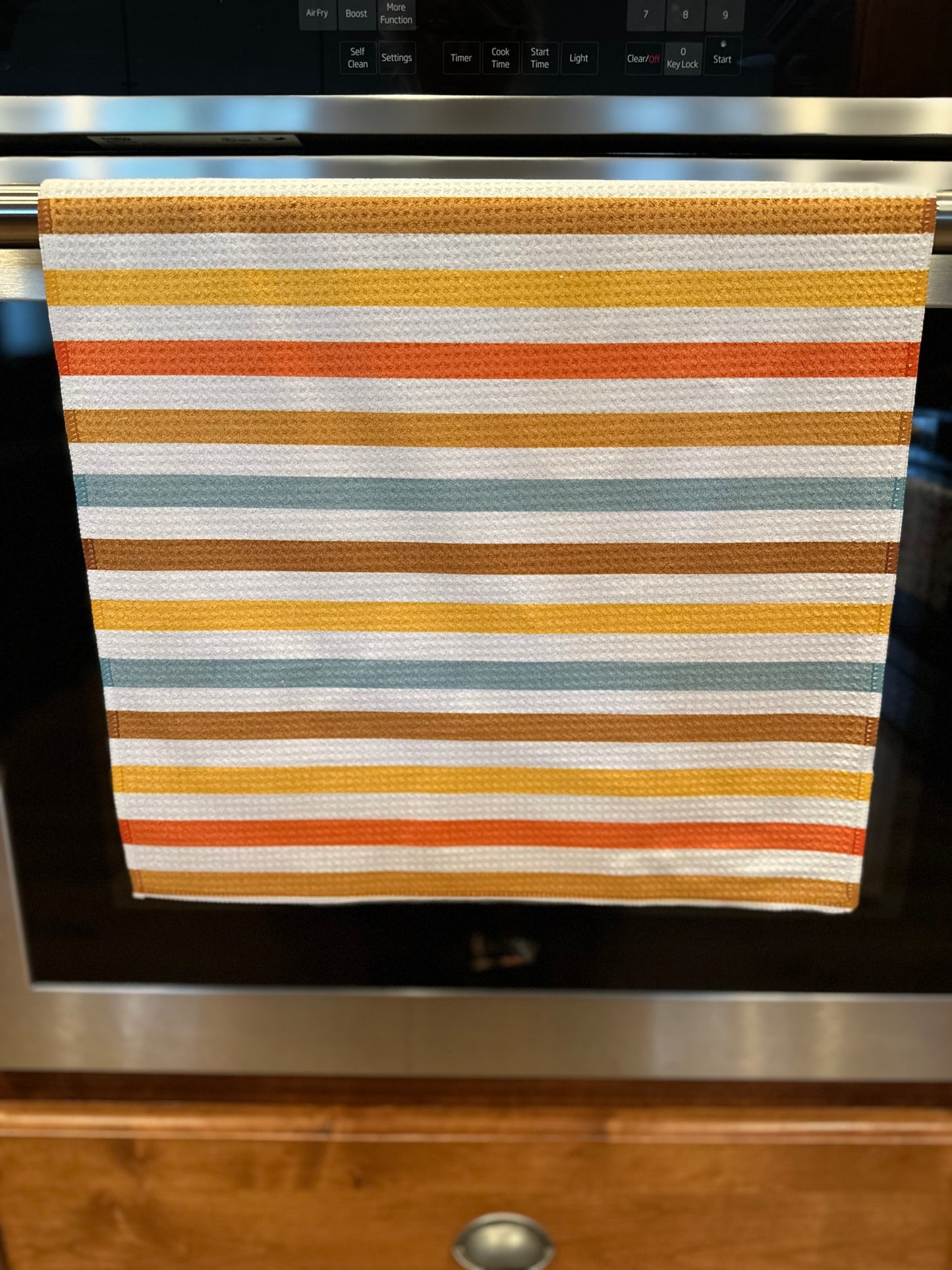 Camping Stripe Waffle Kitchen Towel
