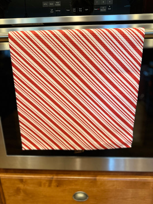 Candy Cane Waffle Kitchen Towel