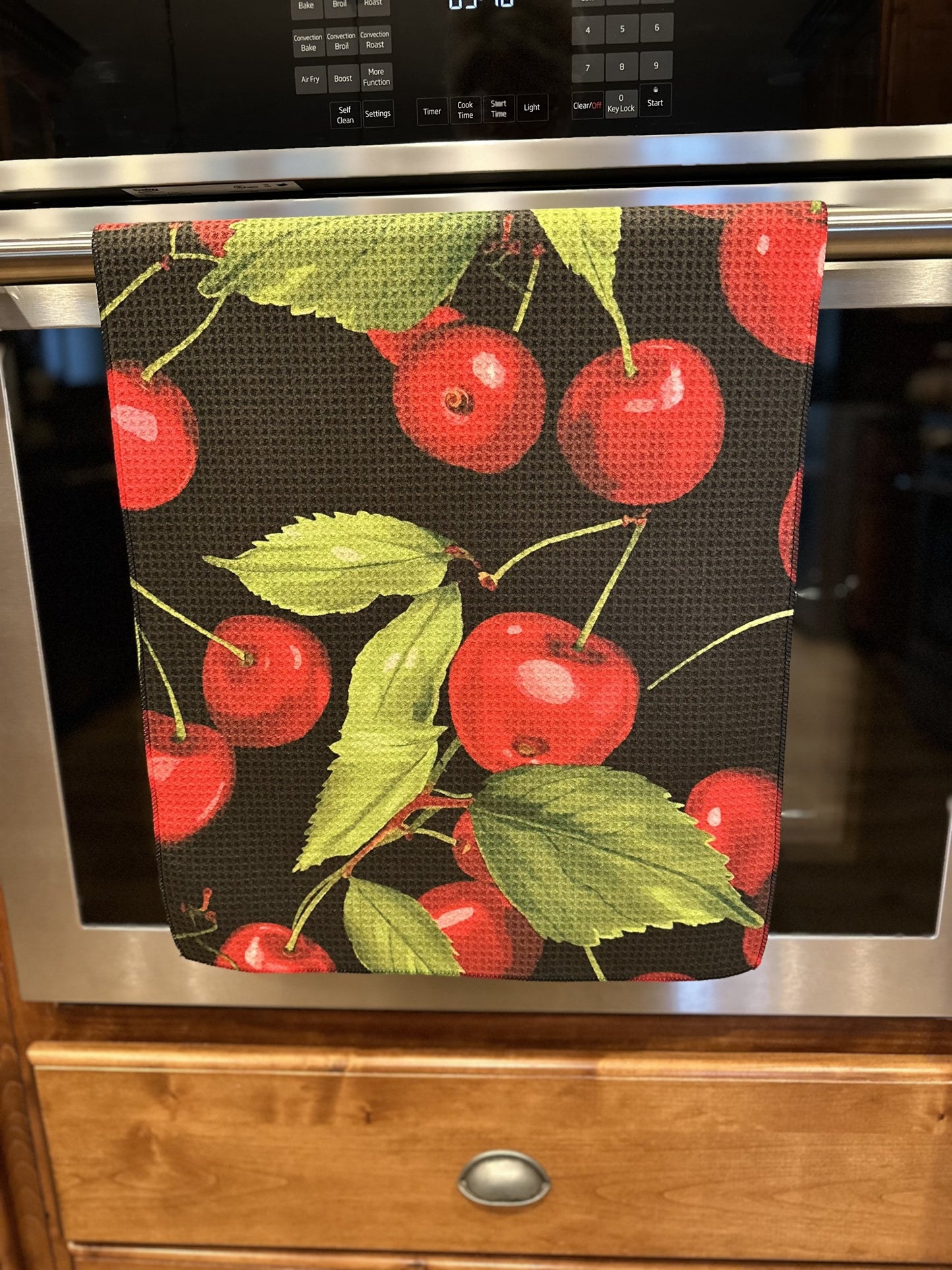 Cherries waffle kitchen towel