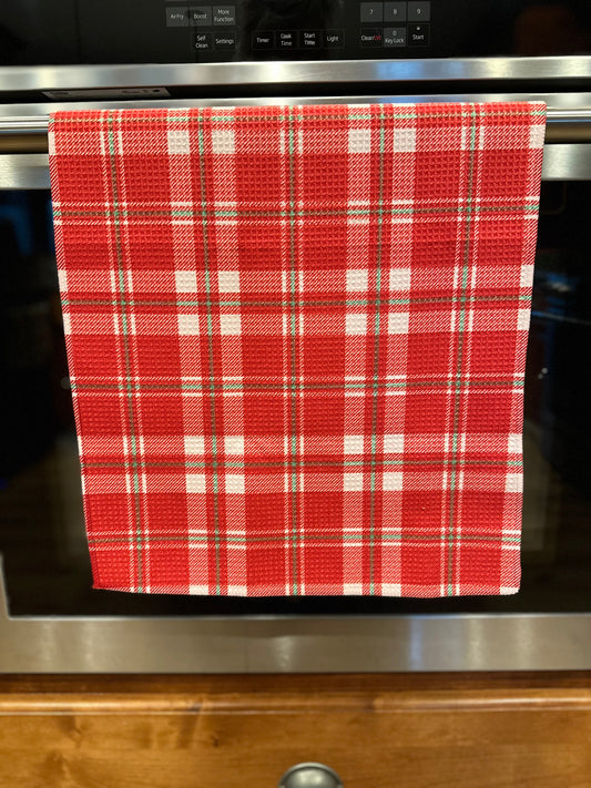 Christmas Plaid Waffle Kitchen Towel