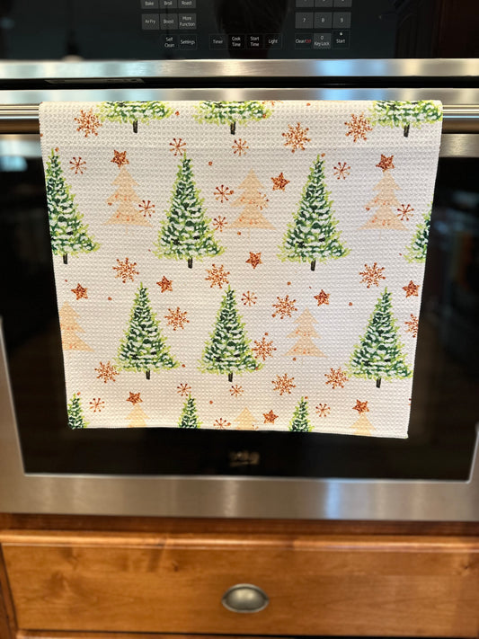 Cute Christmas Tree Waffle Kitchen Towel