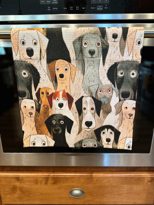 Watercolor Dogs Waffle Kitchen Towel