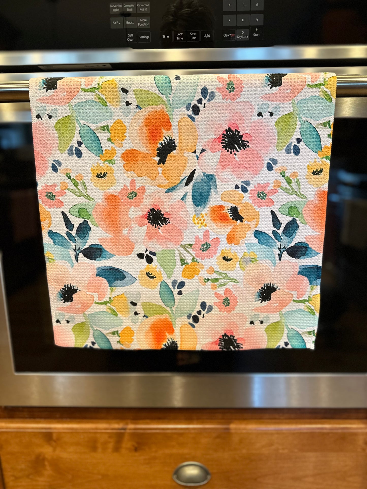 Easter Floral Garden Waffle Kitchen Towel