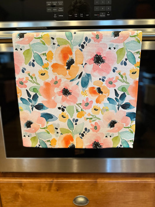 Easter Floral Garden Waffle Kitchen Towel