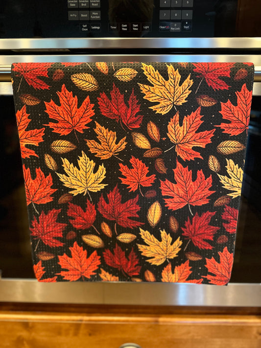 Fall Leaves Waffle Kitchen Towel