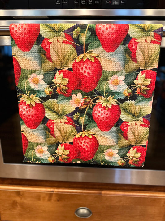 Fresh Strawberries Waffle kitchen towel