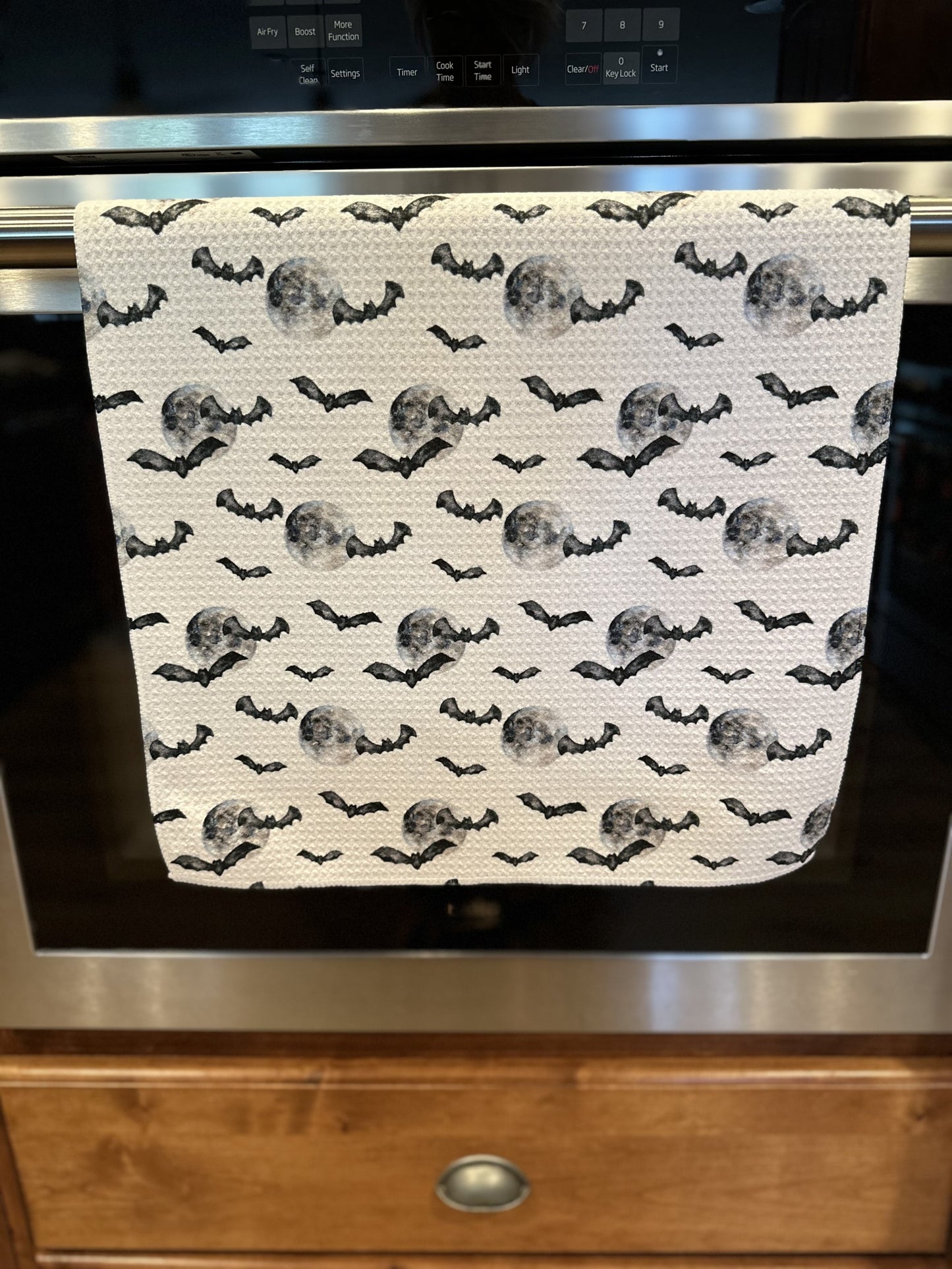 Full moon and bats waffle kitchen towel