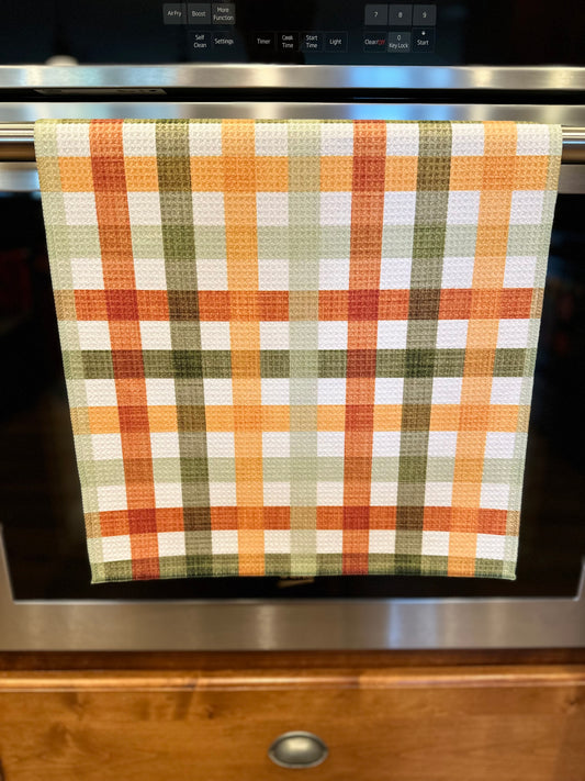 Autumn Plaid Waffle Kitchen Towel