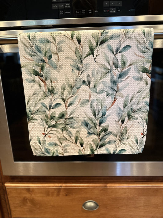 Greenery Waffle kitchen towel