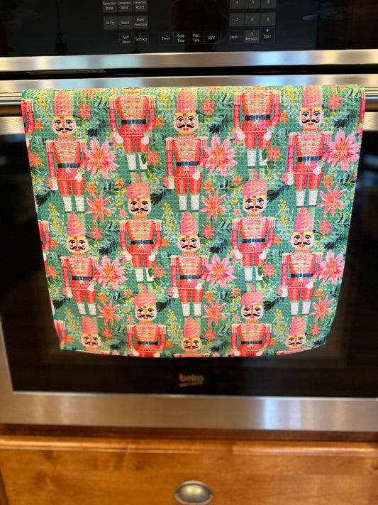 Watercolor Nutcrackers Waffle Kitchen Towel