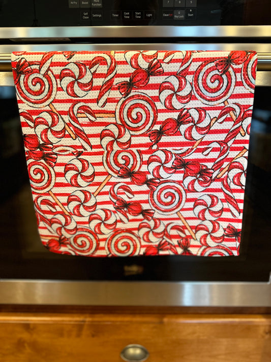 Peppermint Candy Waffle Kitchen Towel