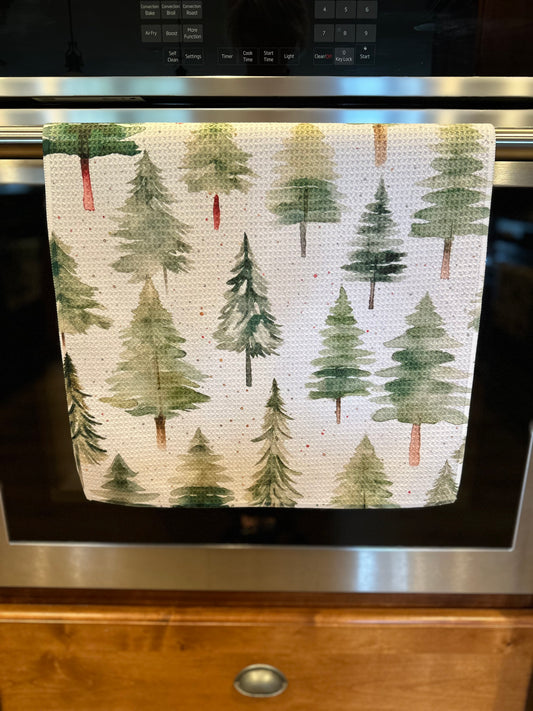 Pine Trees Waffle Kitchen Towel