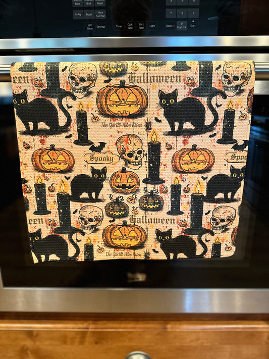 Vintage Halloween Waffle Kitchen Towel