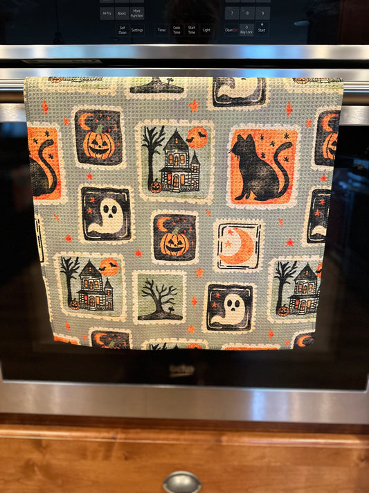 Stamps Of Halloween Waffle Kitchen Towel