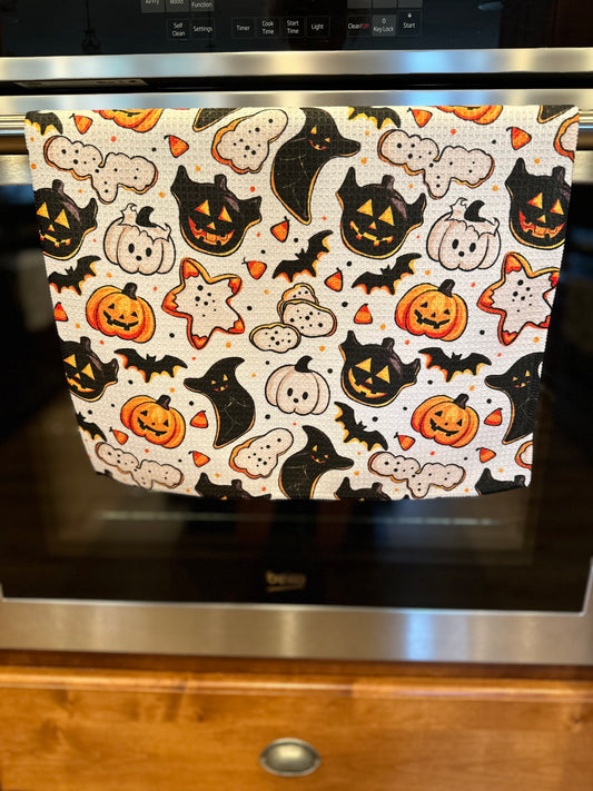 Pumpkins & Ghosts Sugar Cookies Waffle Kitchen Towel