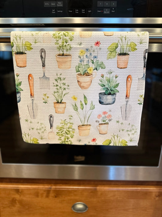 Let's Plant Flowers Waffle Kitchen Towel