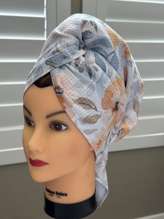 Watercolor Floral Waffle Hair towel