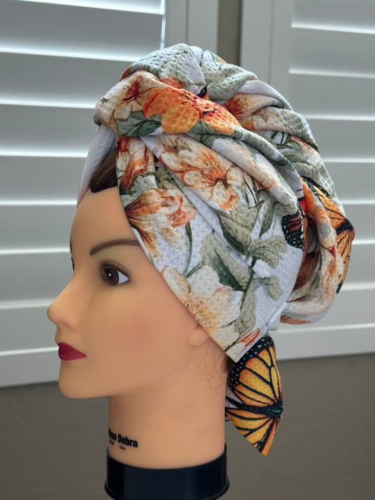Butterflies & Floral Waffle Hair towel