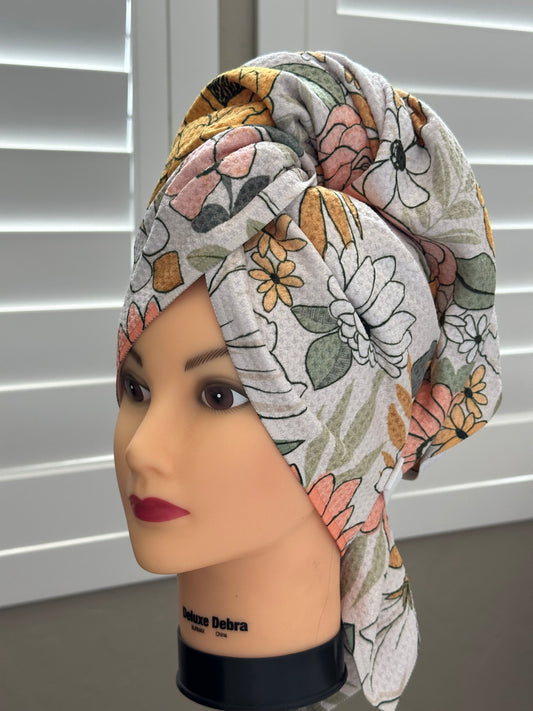 Autumn Floral Waffle Hair towel