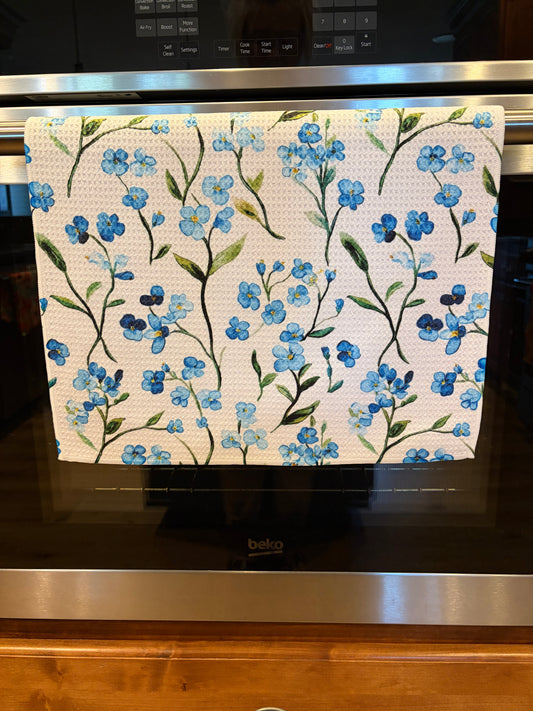 Lite Blue Boy Floral Waffle Kitchen Towel