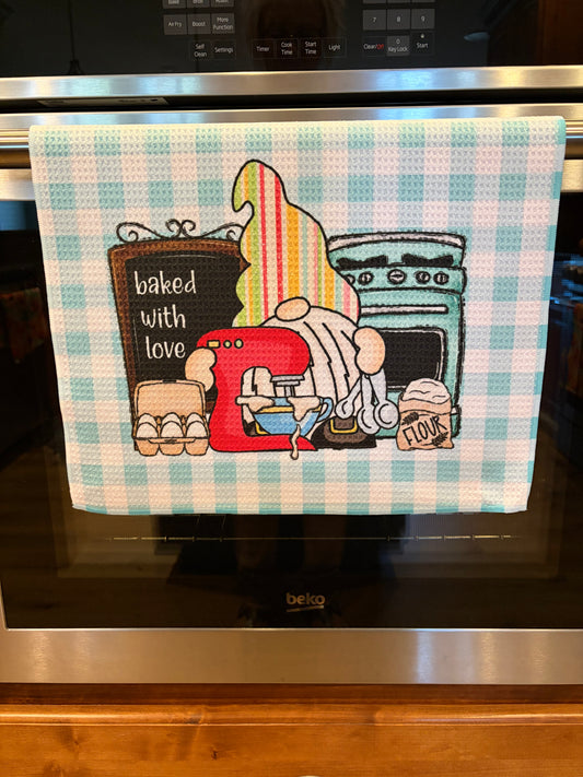 Baked With Love Waffle Kitchen Towelpo
