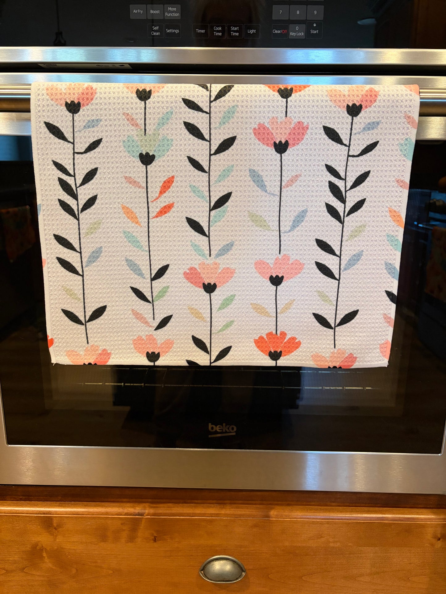 Folk Fowers Waffle Kitchen Towel